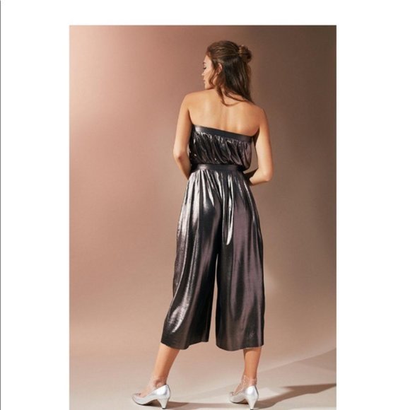 Urban Outfitters Metallic Gunmetal/Bronze Strapless Jumpsuit - Picture 7 of 13